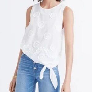 NWT Madewell Cotton Floral Embroidered Side Tie Top Sz. Small